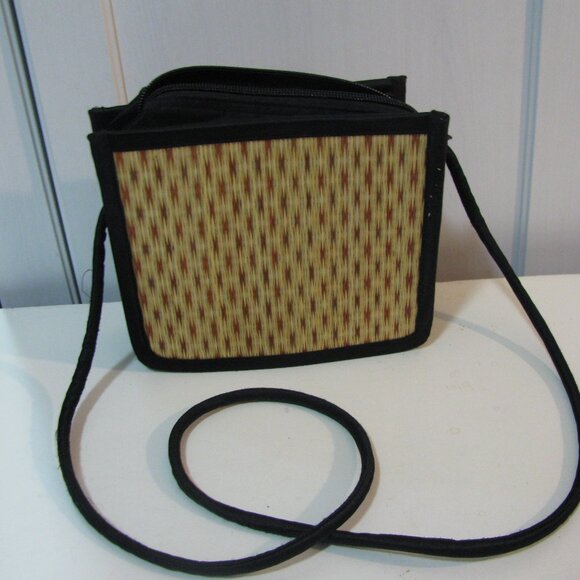 Baskets of Cambodia Handbags - * Baskets of Cambodia Crossbody Purse Bag Woven & Cloth Zip Close Pockets